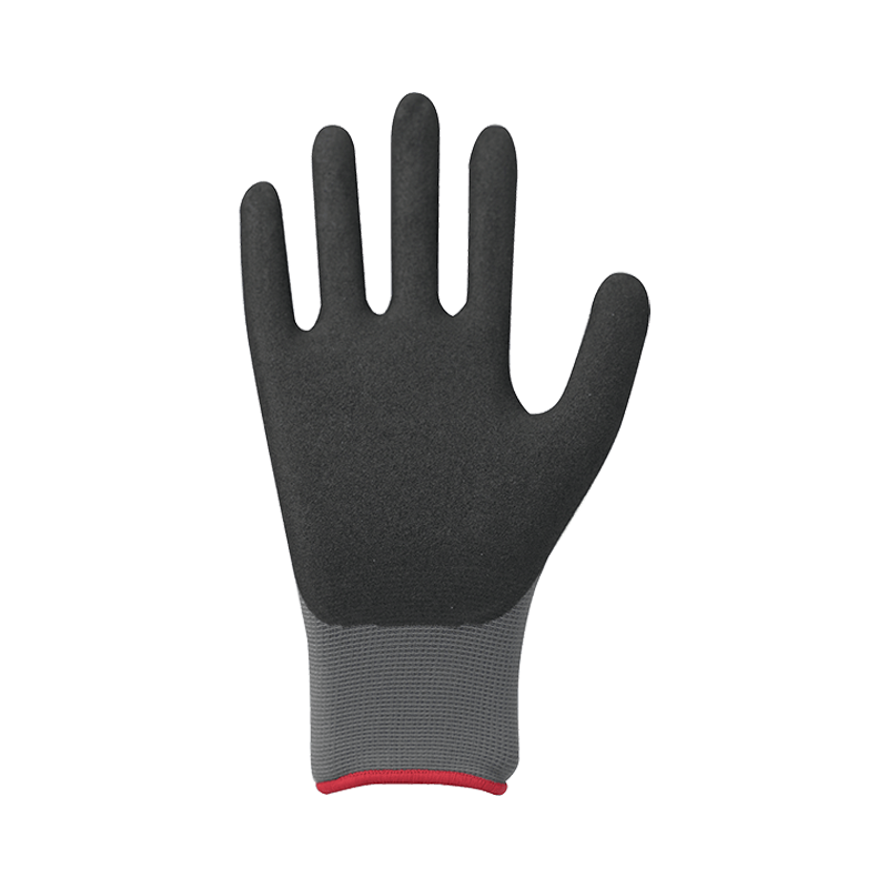 Fodera in nylon/spandex 15G con rivestimento in nitrile color sabbia, imbottitura in nitrile sul retro